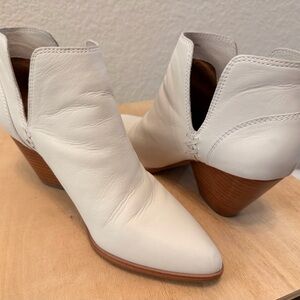 Frye White Leather Ankle Booties
